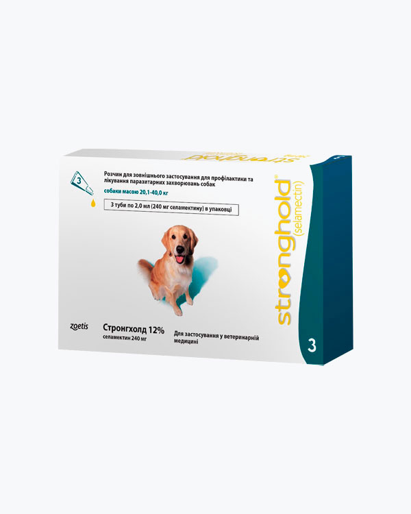 Краплі Stronghold Стронгхолд 12% для собак вагою від 20 до 40 кг, 1 піпетка