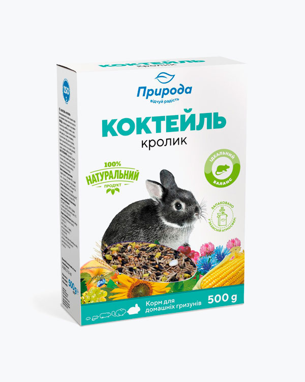 Корм Природа Коктейль для декоративних кроликів та інших великих гризунів, 500 г