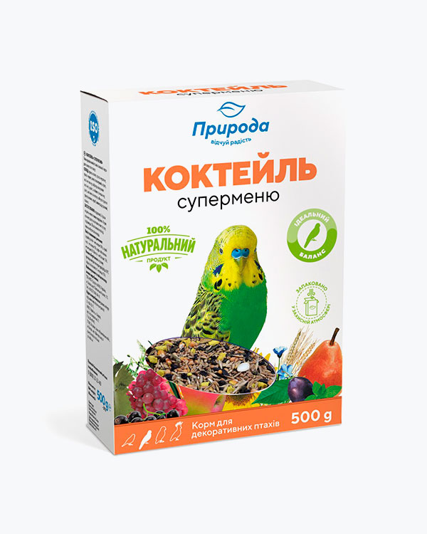 Корм для хвостатих папуг Коктейль «Суперменю» ТМ Природа 0,5 кг