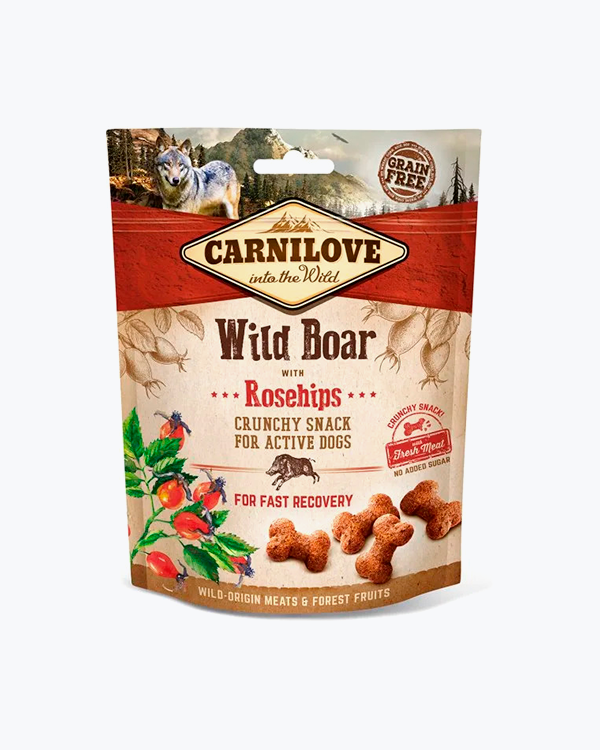 Ласощі Carnilove Dog Crunchy Snack Wild Boar with Rosehips для активних собак, швидкого відновлення, з диким кабаном і шипшиною, 200 г