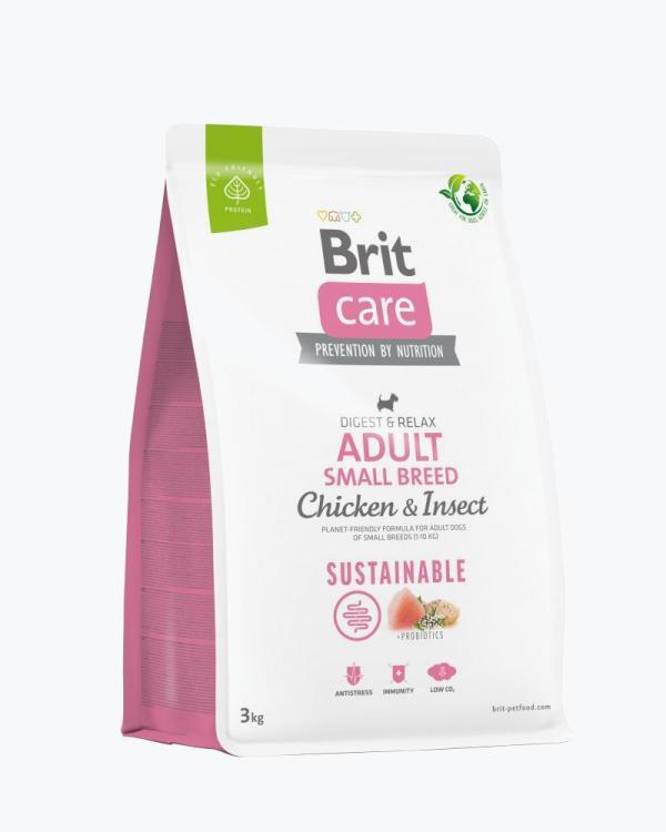 Сухий корм Brit Care Dog Sustainable Adult Small Breed для собак дрібних порід, з куркою та комахами, 3 кг