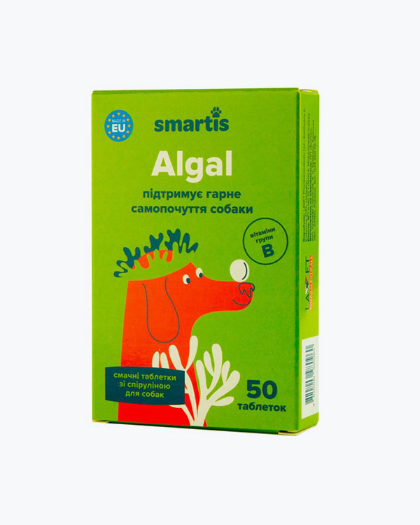 Харчова добавка SMARTIS Algal, зі спіруліною для собак, 50 таблеток