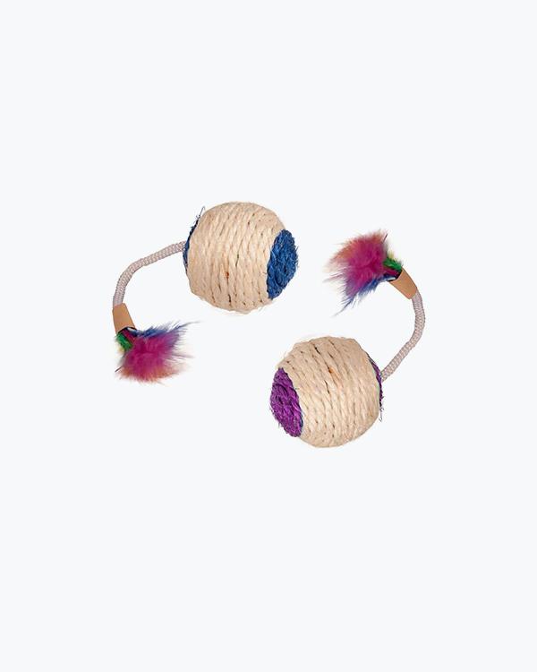 Іграшка для котів Flamingo Bouly Sisal Ball Feather сизалевий м'яч з пір'ям