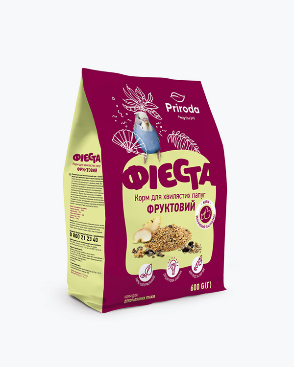 Корм Природа Фієста Фруктовий для хвилястих папуг, 600 г
