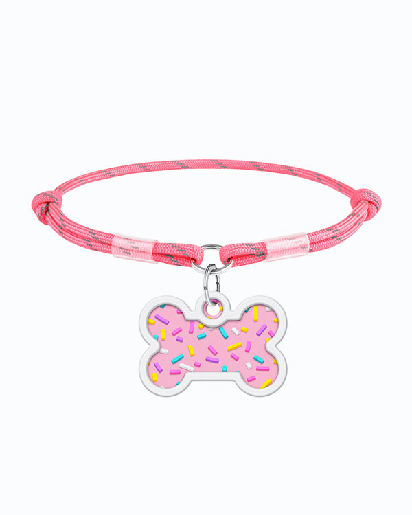 Комплект WAUDOG Smart ID шнурок з паракорду, рожевий, розмір M + адресник з QR паспортом, малюнок Маршмеллоу