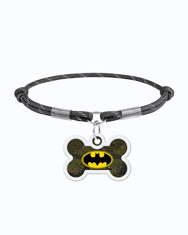 Комплект WAUDOG Smart ID шнурок з паракорду, чорний, розмір M + адресник з QR паспортом, малюнок Бетмен