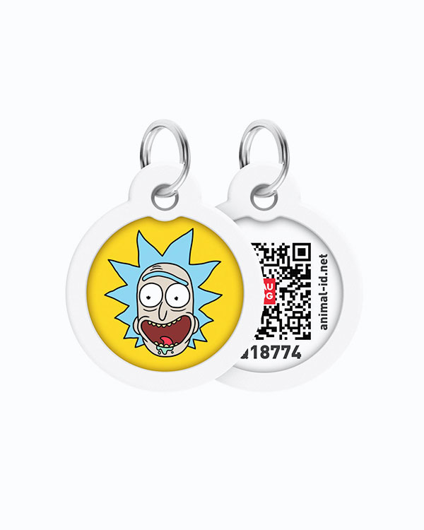 Адресник WAUDOG Smart ID з QR паспортом, малюнок Рік та Морті 3, коло 25 мм