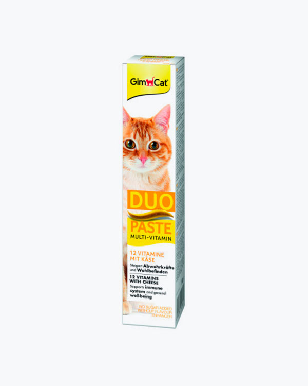 Паста GimCat DUO PASTE Multi-vitamin 12 vitamins with cheese для котів усіх порід 12 вітамінів та сир, 50г