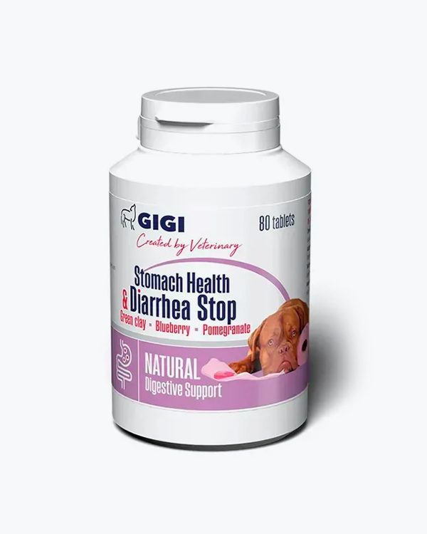 Добавка GiGi Stomach Health & Diarrhea Stop, при расстройствах пищеварения и диареи (1 таб на 10 кг), 80 таб