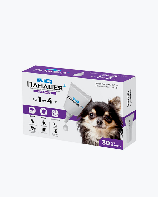 Таблетки Superium Панацея, противопаразитні на холку для собак, від 1 до 4 кг