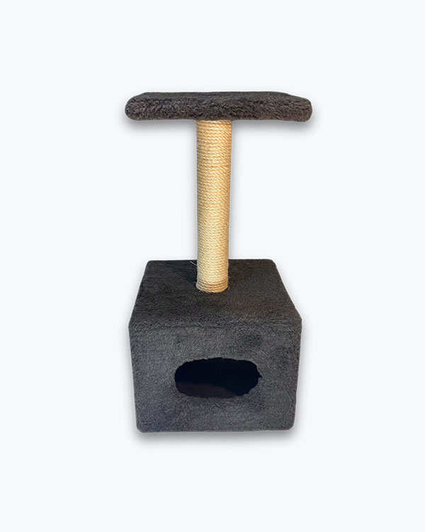 Дряпка Природа Д1 для котів, з будкою капучино, 32x32x65 см