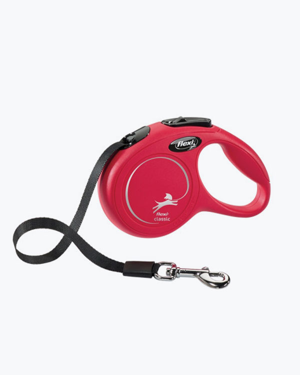 Поводок-рулетка Flexi New Classic на ленте, для собак, размер XS, 3м, красная