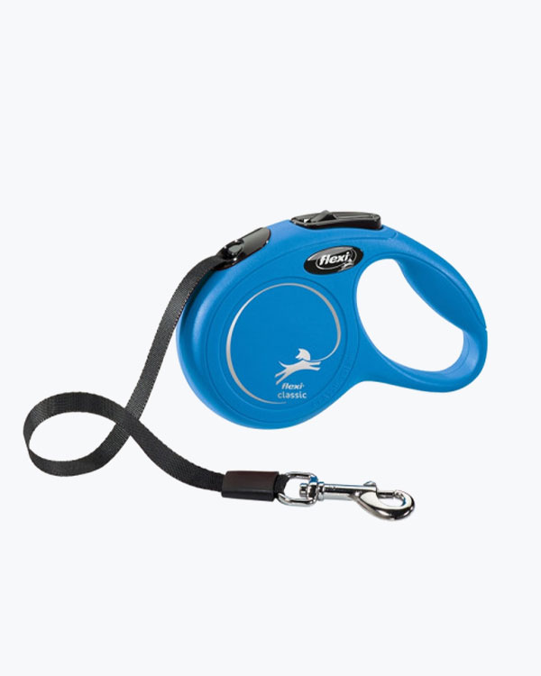 Поводок-рулетка Flexi New Classic на ленте, для собак, размер S, 5м, синяя