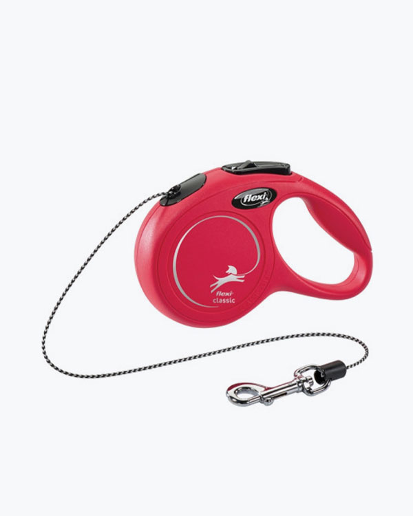 Поводок-рулетка Flexi New Classic на веревке, для собак, размер М, 5м, красная