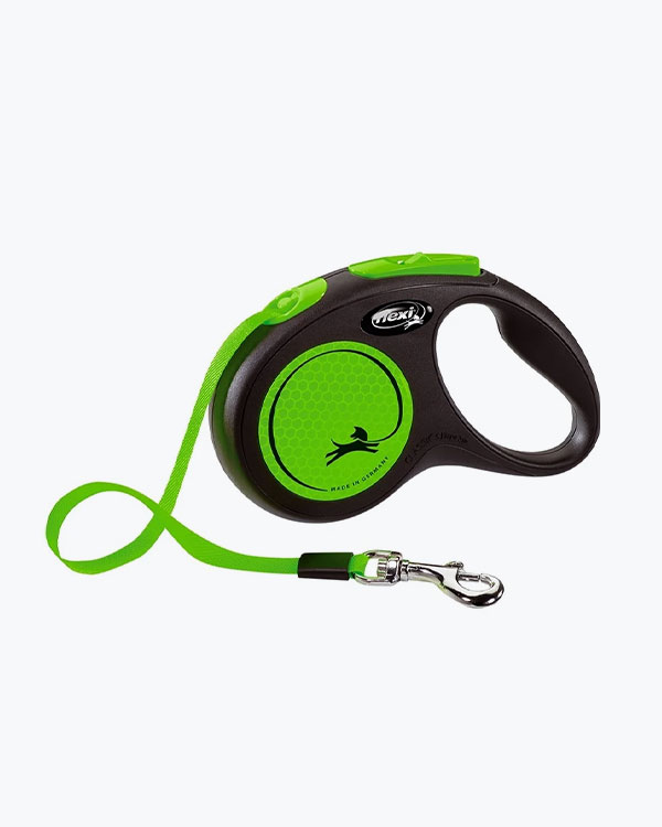 Поводок-рулетка Flexi New Neon на ленте, для собак, размер М, 5м, салатовая