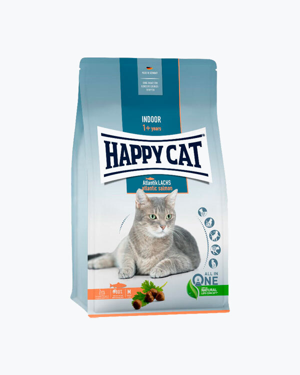 Сухой корм Happy Cat Indoor Atlantik Lachs, для домашних котов, атлантический лосось, 4 кг