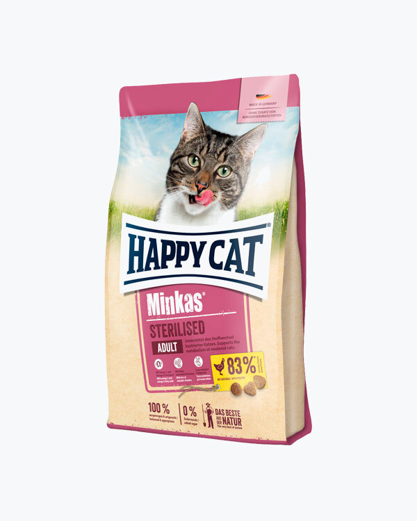 Happy Cat Minkas Sterilised - Сухой корм с птицей и кукурудзой для кастрированных котов и стерилизованных кошек  10 кг