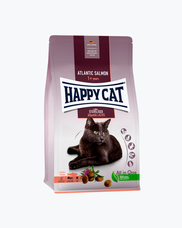 Happy Cat Sterilised Atlantik-Lachs - Сухой корм с атлантическим лососем для стерилизованных кошек и кастрированных котов 4 кг
