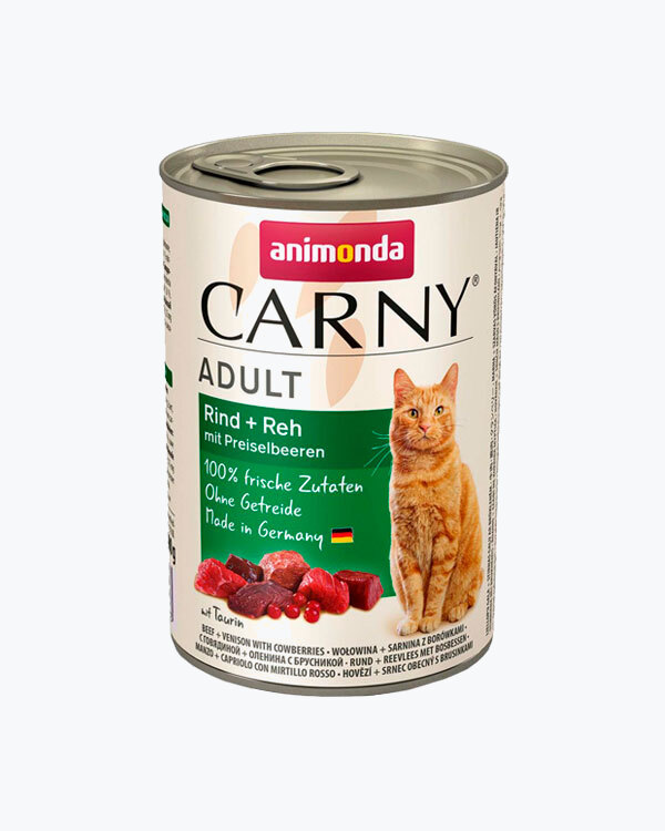 Вологий корм Animonda Carny Adult Beef + Venison з говядиною, олениною та брусницею для кішок, 400.