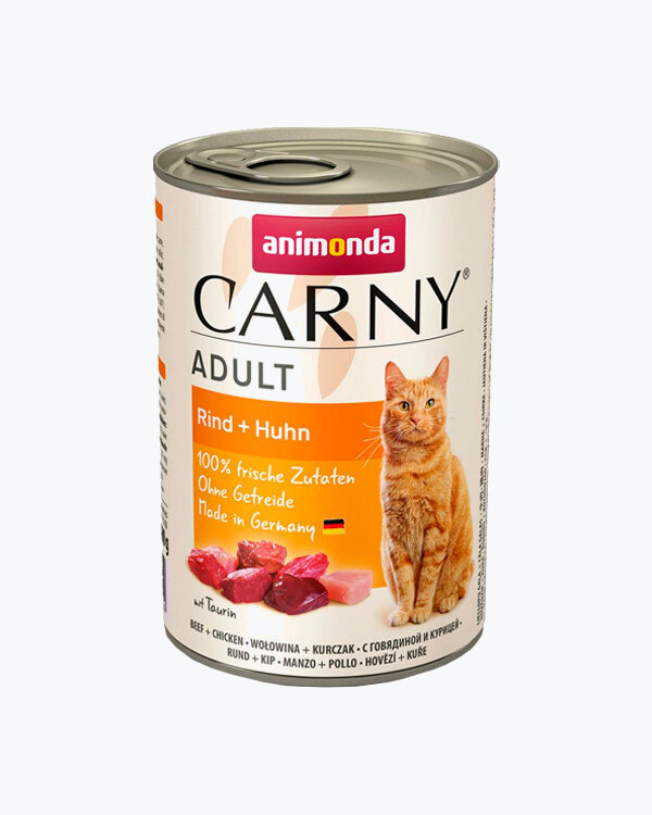 Вологий корм Animonda Carny Adult Beef, Chicken + Duck hearts з яловичиною, куркою та качиними серцями для кішок, 400 г.