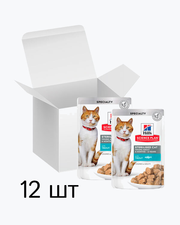 Вологий корм Hill's Science Plan Young Adult Sterilised для стерилізованих молодих дорослих кішок, з тріскою, пауч, 85 г (12 шт.)