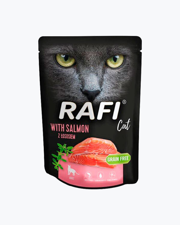 Вологий корм для кішок Dolina Noteci RAFI cat, з лососем, пауч, 300 г.