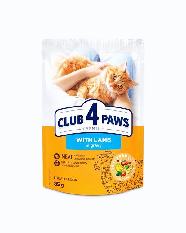 Вологий корм Club 4 Paws для котів, ягня в соусі, 100 г, пауч