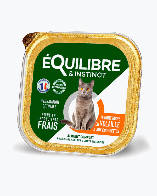 Паштет для дорослих і стерилізованих кішок eQuilibre&Instinct птиця, кабачок, 85 г.