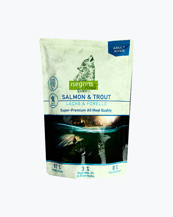 Вологий корм для собак isegrim roots лосось і форель 410 г.