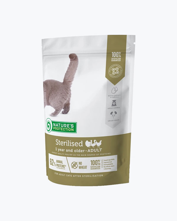 Сухий корм Nature's Protection Sterilized Junior Poultry with krill 6-12 місяців Всі породи Кіт для зростаючих котят після стерилізації, 400 г.