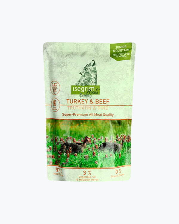 Вологий корм Isegrim Junior Roots для цуценят, індичка і яловичина 410 г