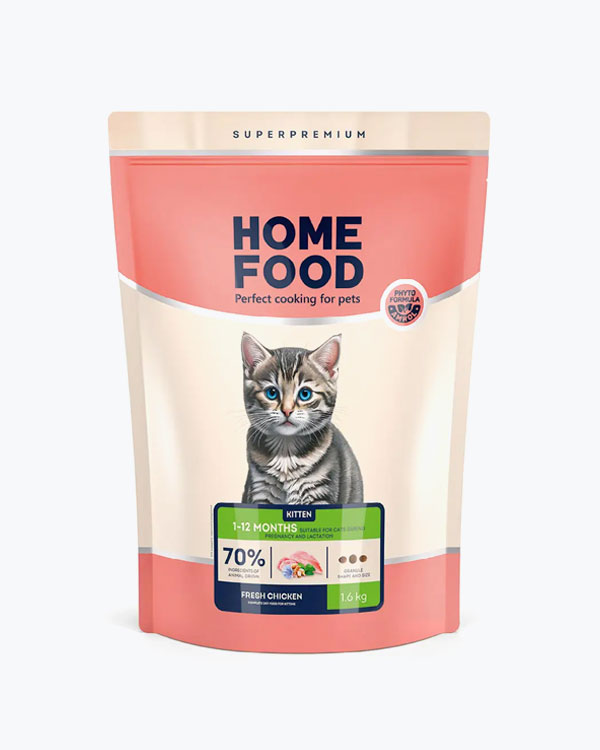 Сухий корм для кошенят HOME FOOD KITTEN, ягня з рисом, 1.6 кг.