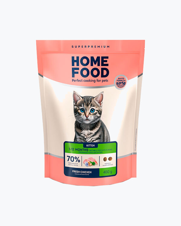Сухий корм для кошенят HOME FOOD KITTEN, ягня з рисом, 400 г.