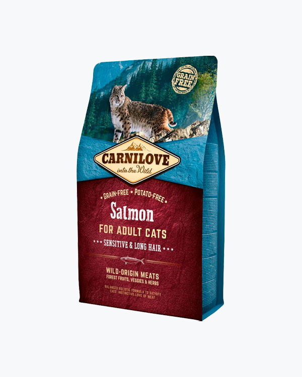 Сухой корм Carnilove Cat Sensitive & Long Hair, для котов с чувствительным пищеварением, лосось, 2 кг