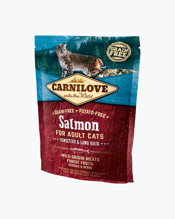 Сухой корм для кошек с чувствительным пищеварением Carnilove Cat Salmon - Sensitive & Long Hair 400 г (лосось)