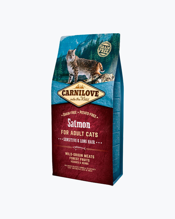 Сухой корм Carnilove Cat Sensitive & Long Hair, для котов с чувствительным пищеварением, лосось, 6 кг