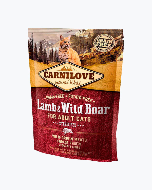 Сухой корм Carnilove Cat Sterilised, для стерилизованных котов, ягненок и кабан, 400 г