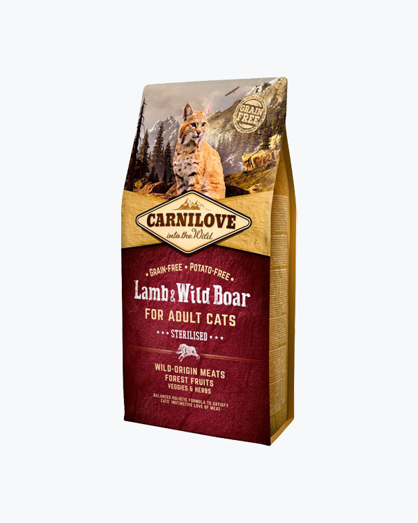 Сухой корм Carnilove Cat Sterilised, для стерилизованных котов, ягненок и кабан, 6 кг