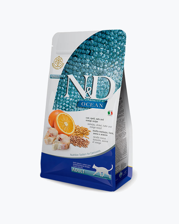 Сухой корм Farmina N&D Low Grain Ocean, для котов, треска и апельсин, 300 г