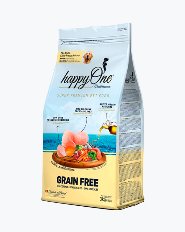 Сухий беззерновий корм happyOne Mediterraneum Adult Dog Fresh Meat для дорослих собак зі свіжим м'ясом, 3 кг