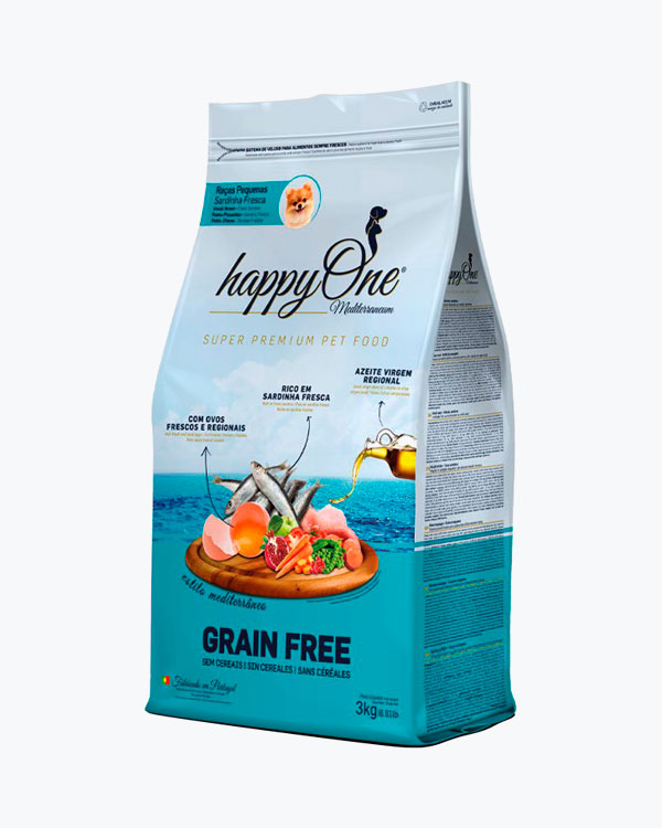 Сухой беззерновой корм happyOne Mediterraneum Small Breeds Fresh Sardine для собак со свежей сардиной, 3 кг