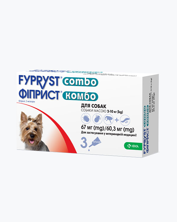 Краплі Фіприст Комбо від бліх та кліщів, для собак від 2 до 10 кг, 0.67 мл, 1 піпетка