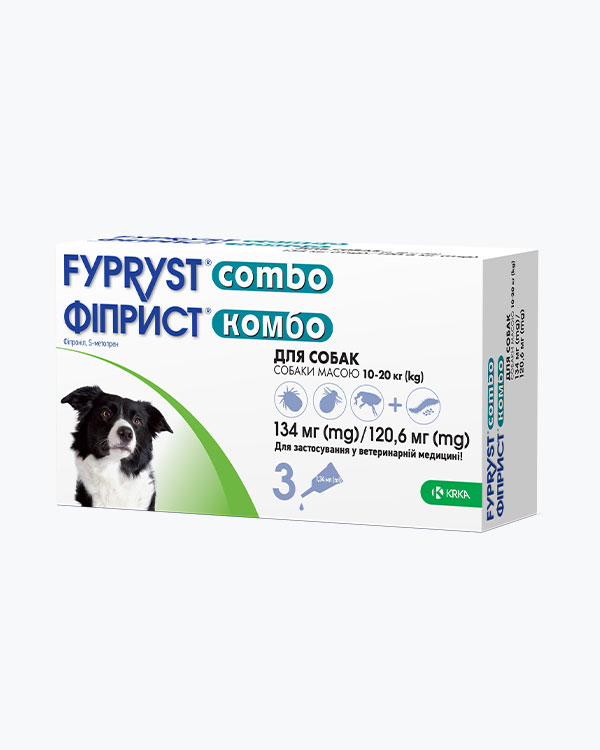 Краплі Фіприст Комбо від бліх та кліщів, для собак від 10 до 20 кг, 1.34 мл, 1 піпетка
