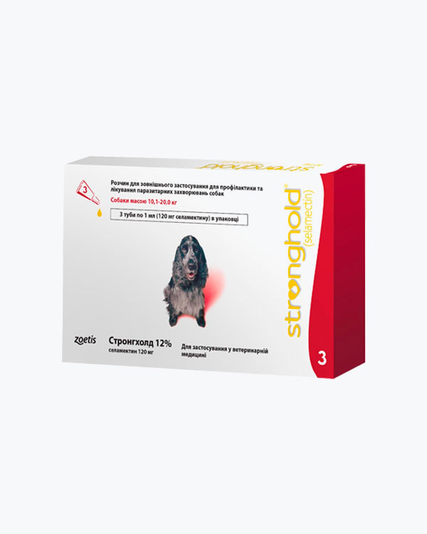 Краплі Stronghold Стронгхолд 12% для собак вагою від 10 до 20 кг, 1 піпетка