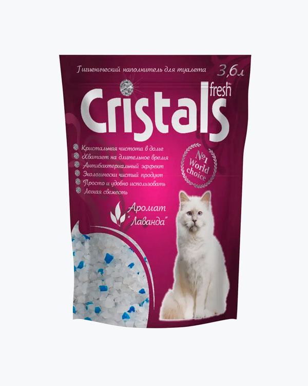 Cristals Fresh. Наповнювач з лавандою для котячого туалету 3,6л