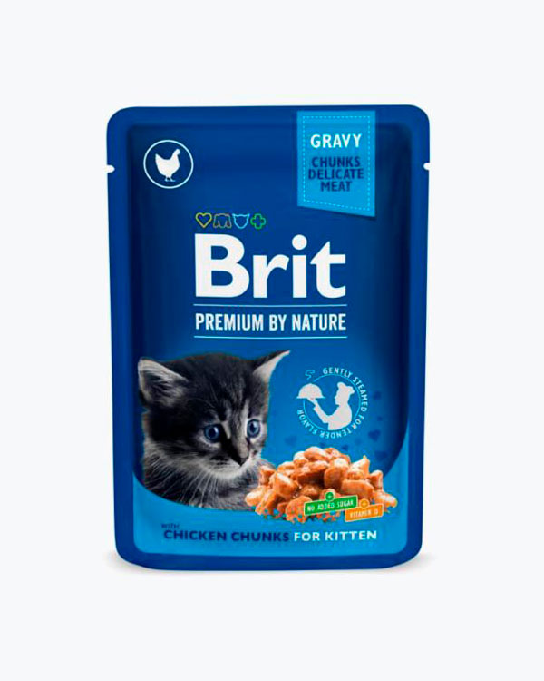 Вологий корм Brit Premium Cat Pouch для кошенят, з куркою, 100 г, пауч
