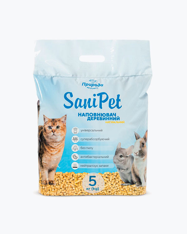 Деревний наповнювач для кішачого туалету Природа SaniPet Універсальний 5кг