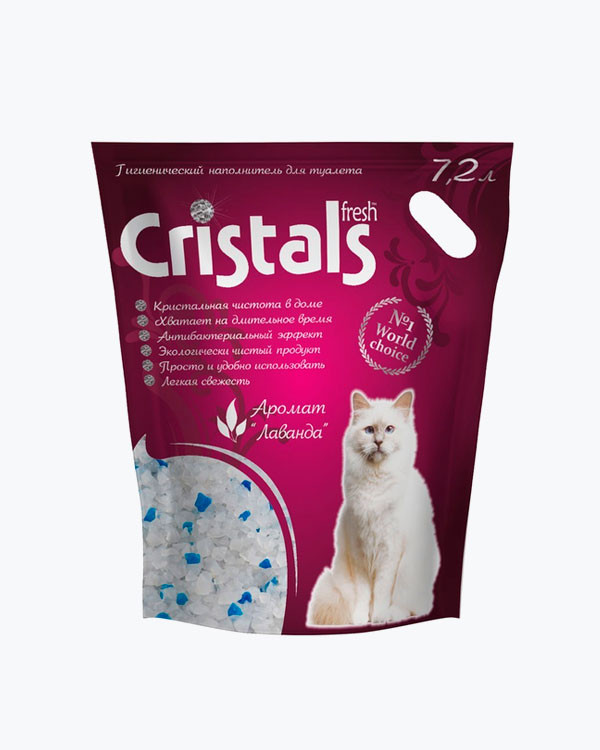 Cristals Fresh. Наповнювач з лавандою для котячого туалету 7,2л