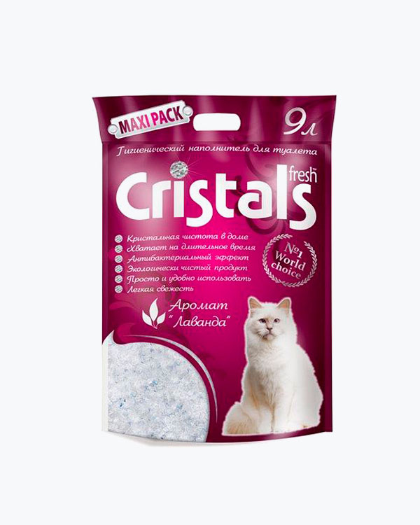 Cristals Fresh. Наповнювач з лавандою для котячого туалету 9л