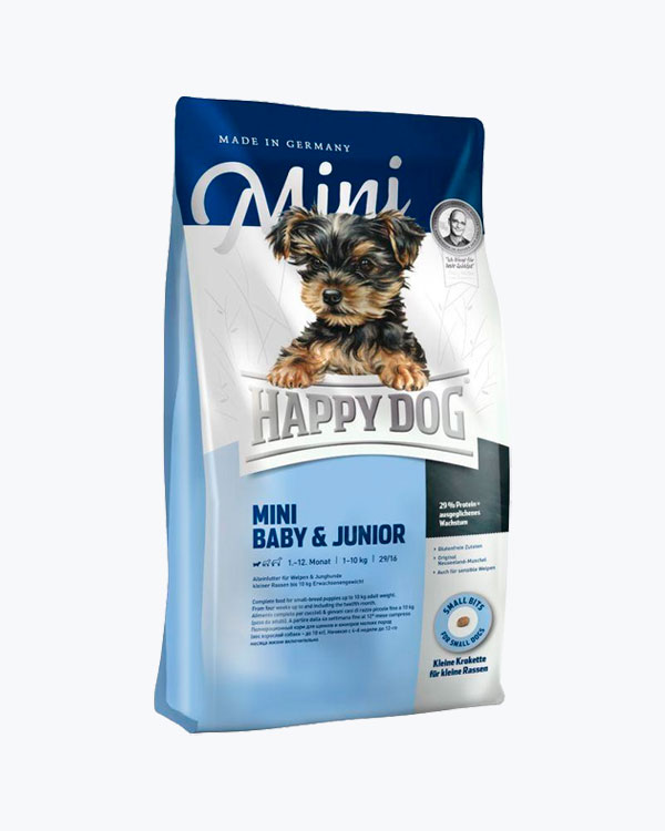 Сухий корм Happy Dog Mini Baby&Junior, для цуценят дрібних порід, птиця з лососем, 8 кг